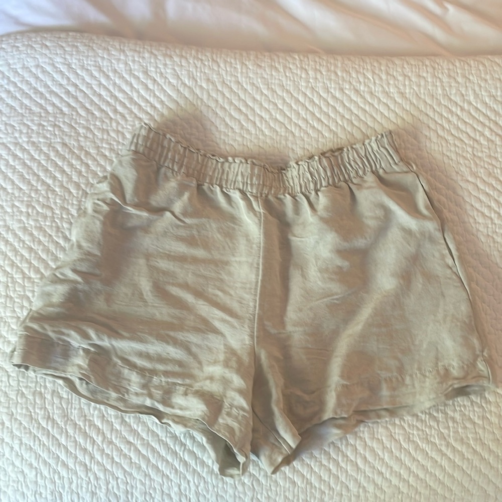 HM linen blend pull on shorts